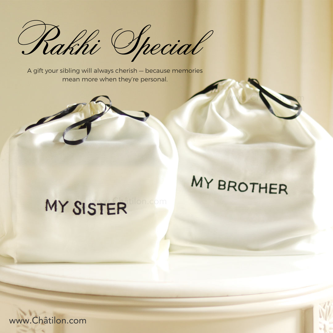 MY SISTER SET - Rakhi Special – Personalised Luxury White Cosmetic Bag Gift Set for her