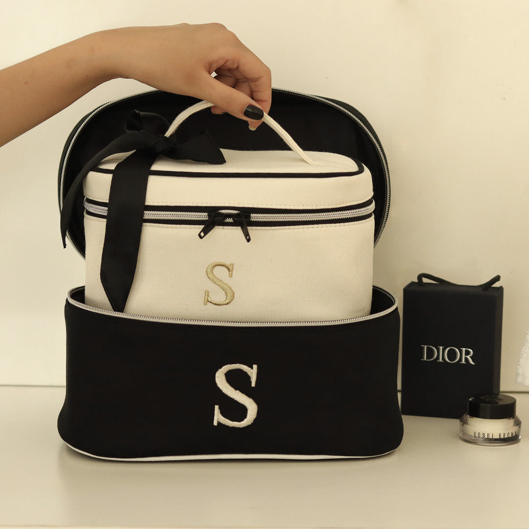 Personalised Luxury White Cosmetic & Toiletry Bag