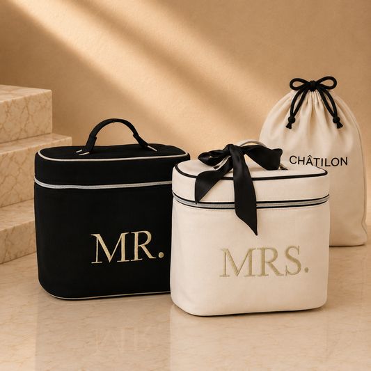 Mr & Mrs Duo Personalised Luxury Cosmetic & Toiletry Bags