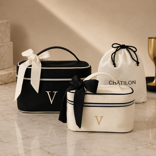 Personalised Vanity Case Set of Two – Black & Créme
