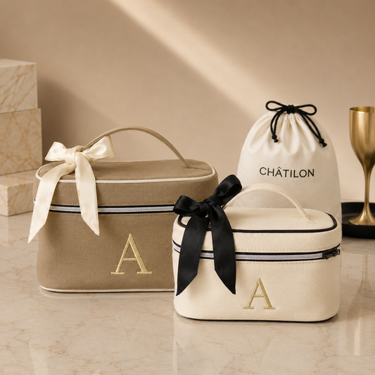 Personalised Vanity Case Set of Two – Camel & Créme