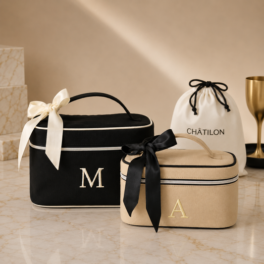 Personalised Vanity Case Set of Two – Black & Beige