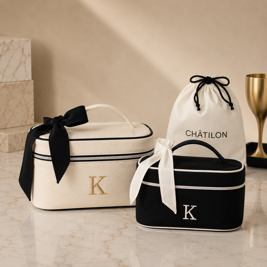 Personalised Vanity Case Set of Two – Créme & Black