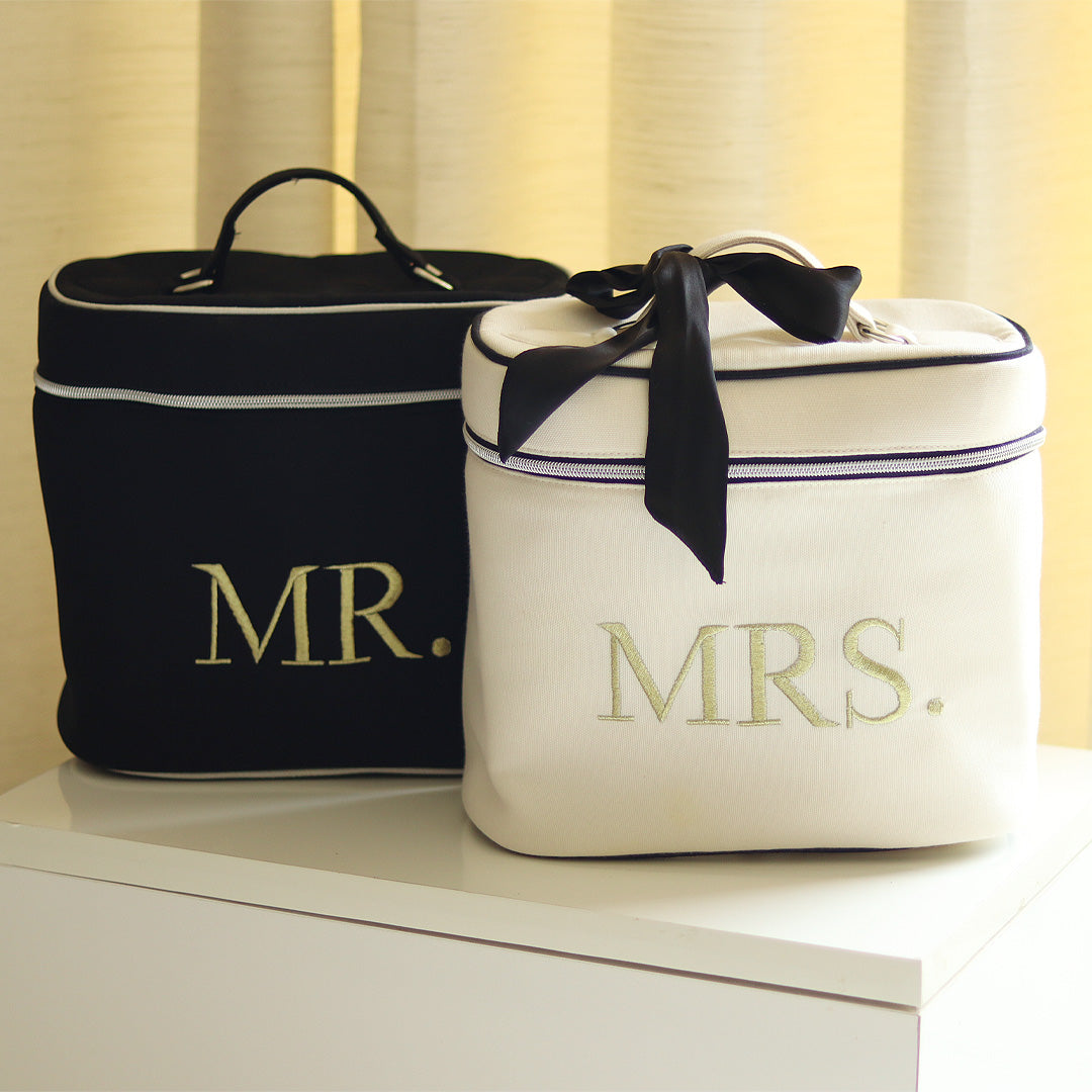 Mr & Mrs Duo Personalised Luxury Cosmetic & Toiletry Bags