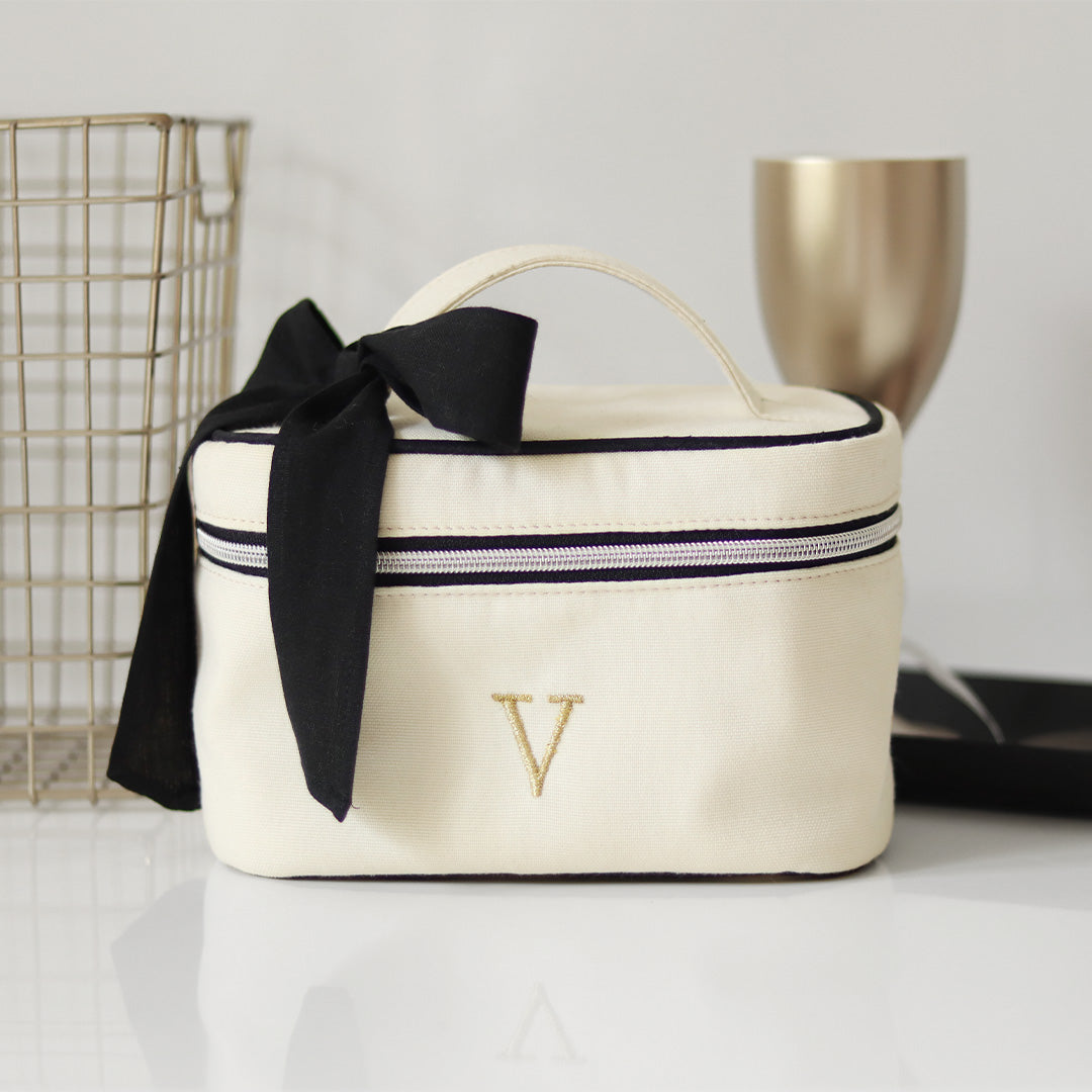Personalised Luxury White Cosmetic & Toiletry Bag